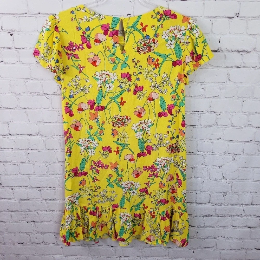 Girls Zara Yellow Floral Spring Dress Size 13/14